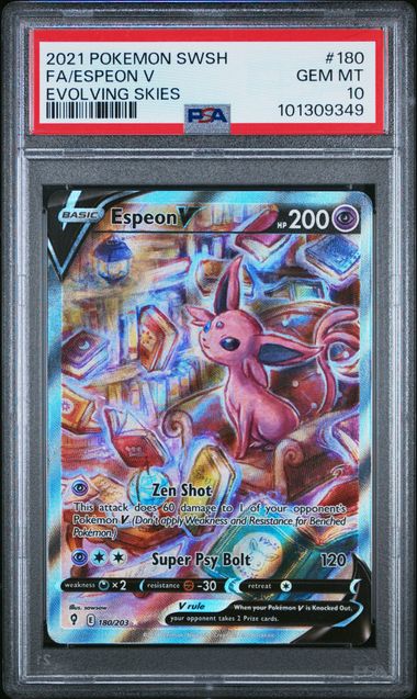 pokemon espeon v alt art 180/203 evolving skies psa 10