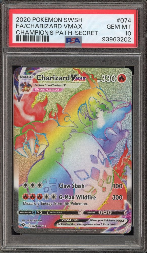 pokemon charizard vmax rainbow 074/073 champion's path psa 10