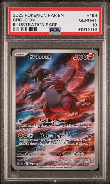 pokemon groudon illustration rare 199/182 paradox rift psa 10