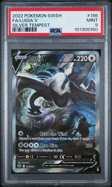 pokemon lugia v alt art 186/195 silver tempest psa 9