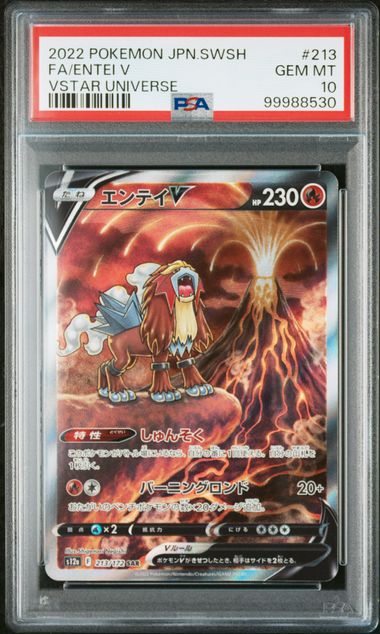 pokemon japanese entei v sar 213/172 vstar universe psa 10