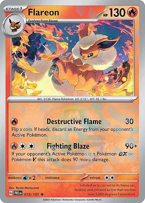 pokemon flareon masterball 013/131 prismatic evolutions mint